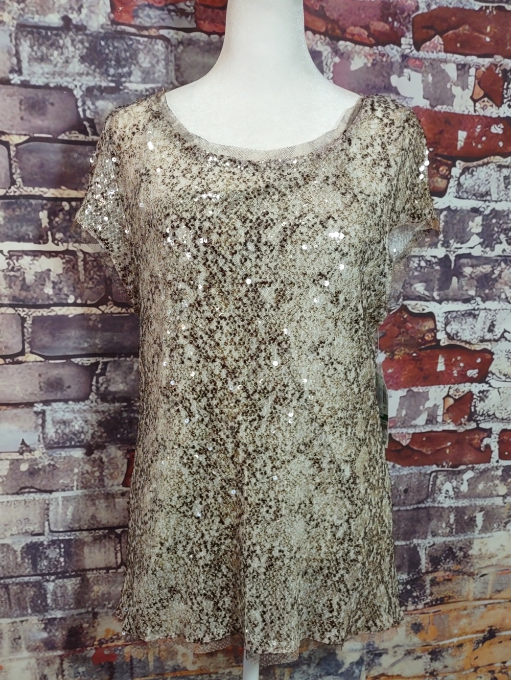 INC International Concepts "Modern Bloom" Snake Print Sequin Top